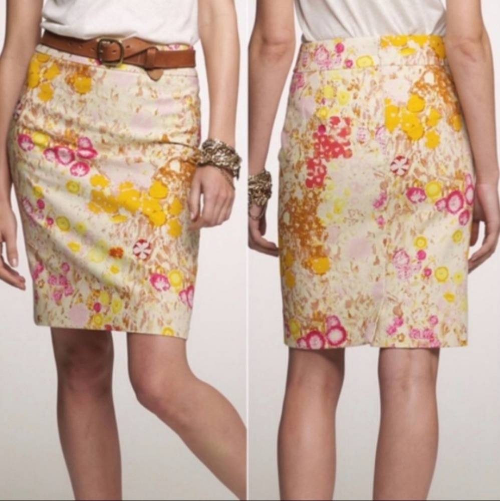 J.Crew Sunshine Peony Pencil Skirt Sz 4